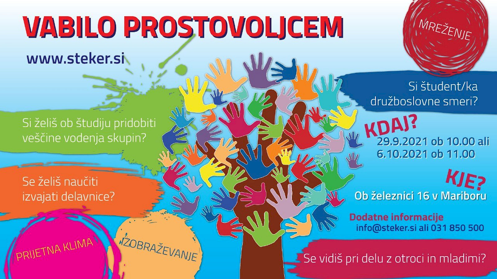 Vabilo k sodelovanju za nove prostovoljce